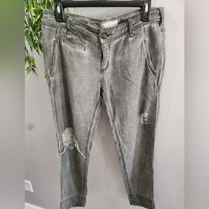 Free People Women’s Washed Out Black-Gray, Distressed, Low Rise Jeans